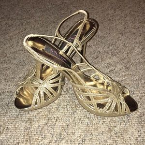 Gold high heels